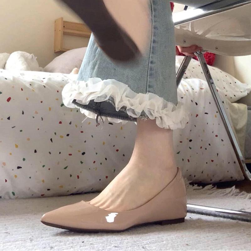 

Французские туфли с острым носком в стиле нюд для женщин 2025 года, новые туфли с увеличенной внутренней высотой, повседневные универсальные туфли на плоской подошве, женская обувь для поездок на работу 40 абрикосовый