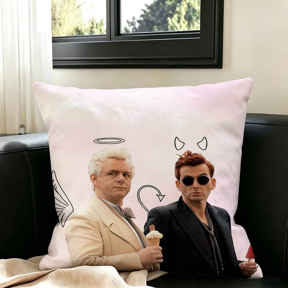 COOL good omens new Group-pp Pillow Case Square Double-Sided Sofa Cushion Cover Bedroom Bedside Pillow
