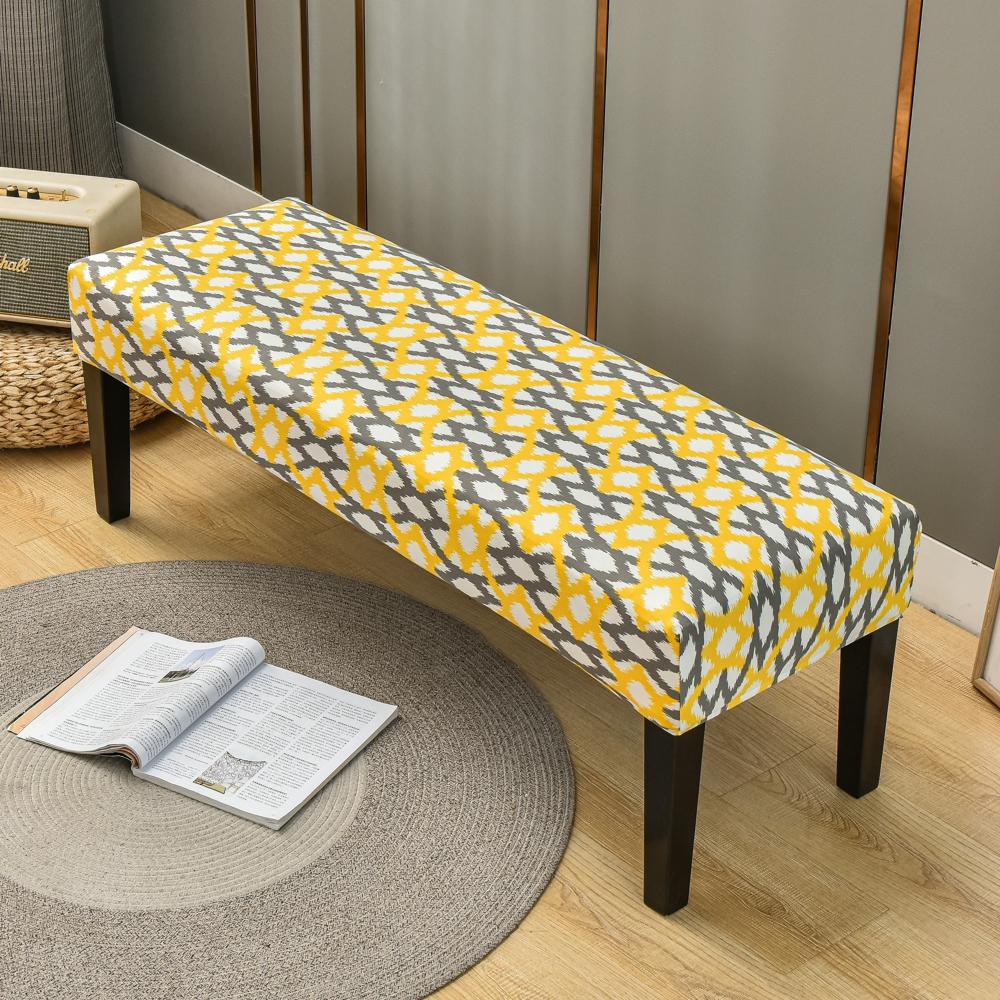 Dining Bench Cover Stretch Upholstered Bench Slipcover Printed Bench Seat Protector Rectangle Bench Covers for Dining Room Bedroom Living Room Kitchen