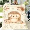 HKStorage Cozy Hedgehog Pattern Flannel Throw Blanket - Soft Machine-Washable Polyester Bedspread Suitable for Sofa, Bed, Camping & Travel - Cute Hedg