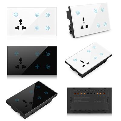 Smart WIFI 4Gang Socket Touch Switch With 3Pn Electrical Multi Function Wall WIFI Socket with Alexa Google Home