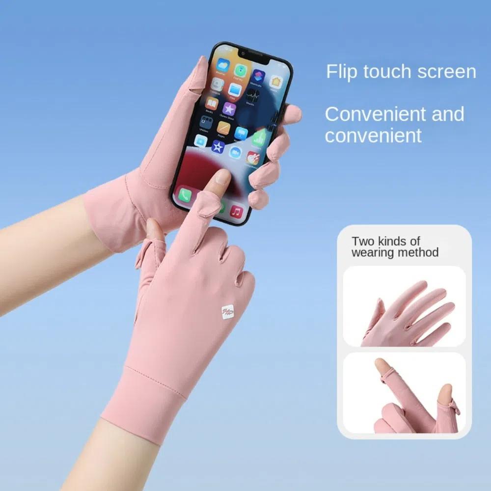 Anti-UV Women Sunscreen Gloves Silicone Anti Slip Summer Driving Mittens  Girl