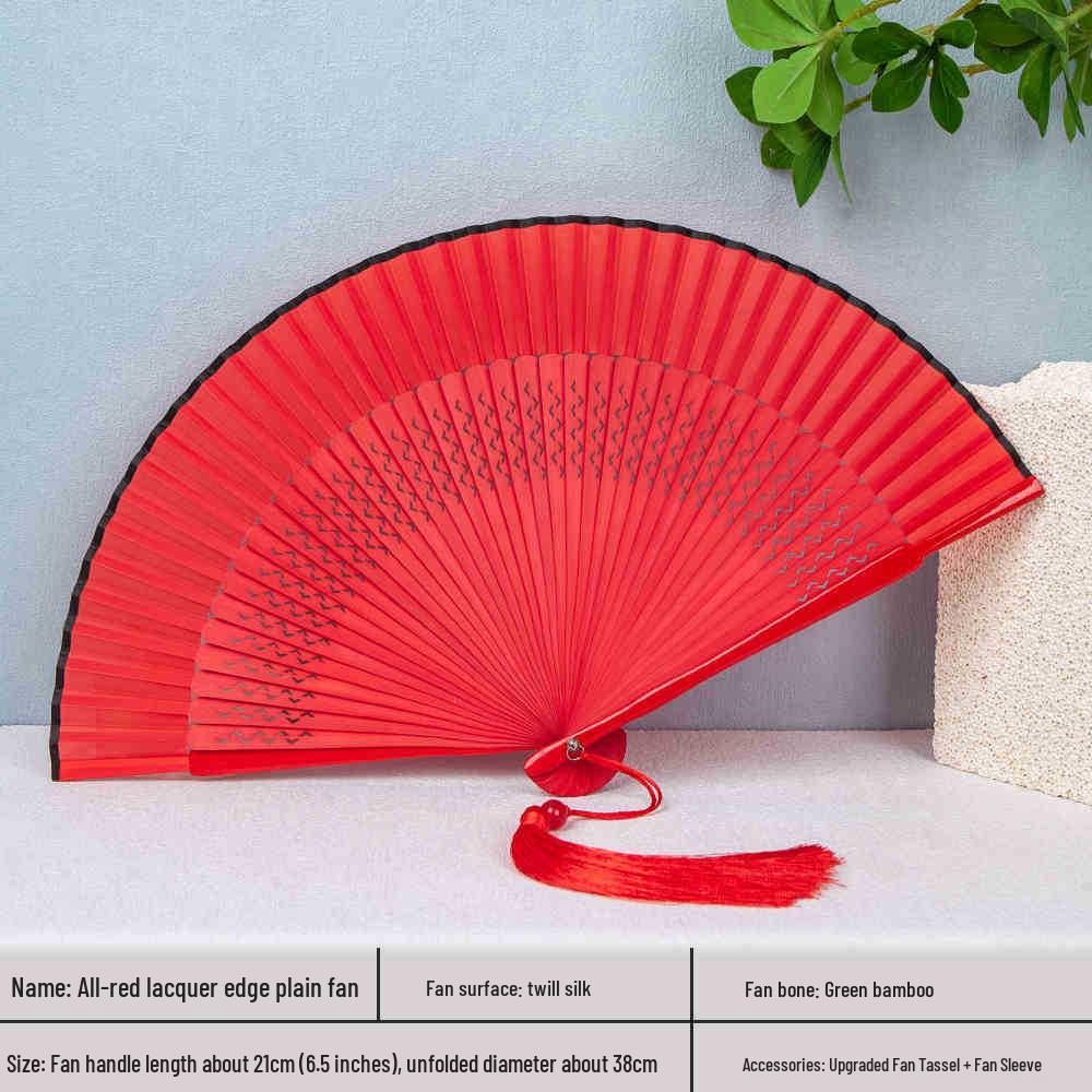 

Си И Тан Расписанный вручную красный шелковый складной веер для дам - Дизайн танца Чжао Юань