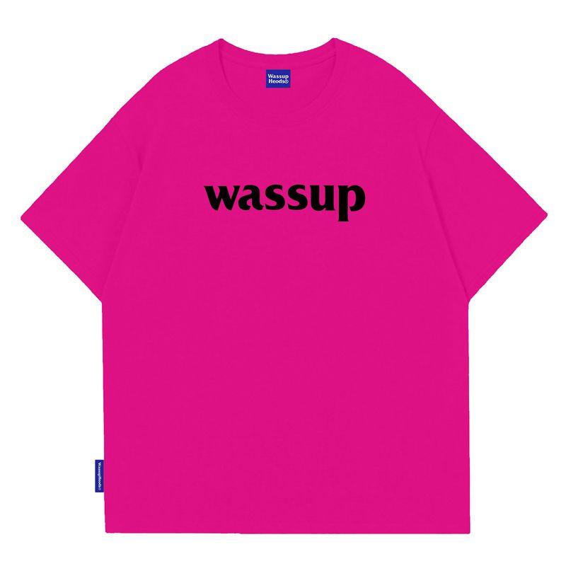 Wassup Heods Simple T-Shirt with Built-In Trendy Solid Color Pure Cotton Casual Top for Men and Women Official Store