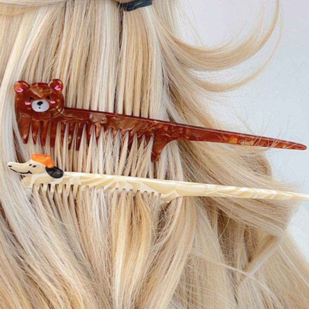 Cartoon Long-handled Comb Cute Bear-shaped Hairbrush Creative Design Fashionable Student-friendly Portable Straightening Comb