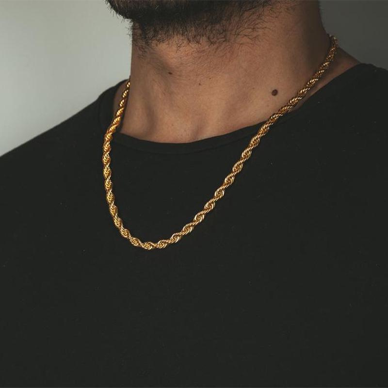 Vnox Dropshipping Rope Chain Necklaces for Men Women, Twisted Sigapore Links Choker, Basic Casual Rock Stainless Steel Collar