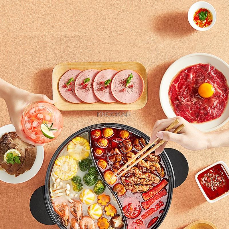 Joyoung 220V 5L Hotpot Koken Machine 2 Smaak Huishoudelijke Elektrische Hot Pot Non-stick Multi Fornuis Koekenpan hot Pot