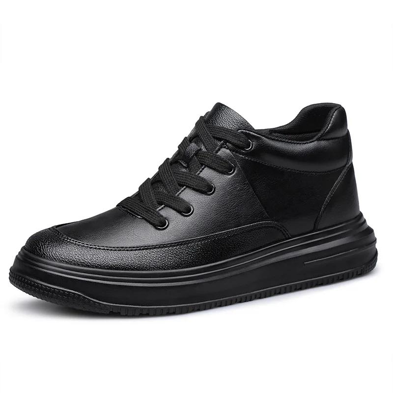 Herren Leder Sneakers Schuhe mit Erhöhung Schwarz Größer Werdende Schuhe Männer 6CM 8CM Weiß Casual Lift Casual Schuhe Masculino Größer
