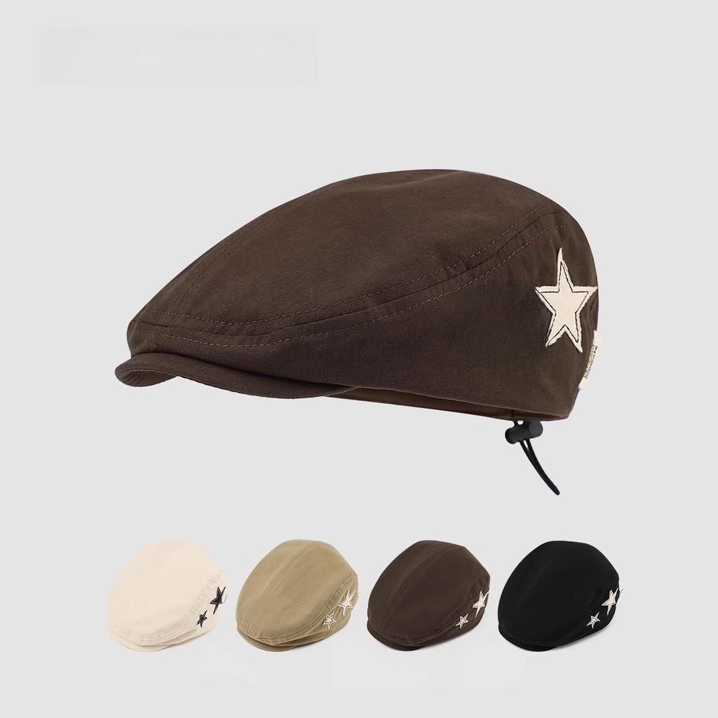 Childrens Beret Hat With Star Patch Adjustable Sun Protection For Toddler Boys Girls
