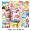 50 Sheets Milk Beverage Stickers: Cute INS Style for DIY Journal & Refrigerator Decoration