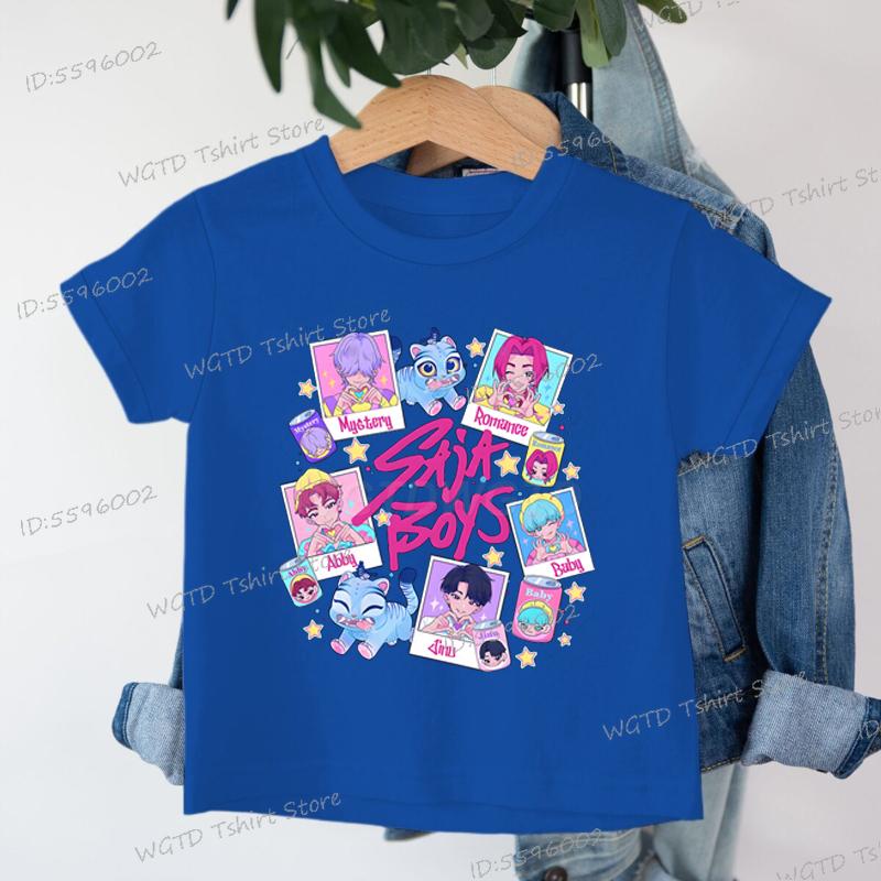 Baby Girls Boys Clothing KPop Demon Hunters Saja Boys T-shirt Tops Cartoon Cute Kids Clothes Harajuku Cotton Baby Girls T Shirt