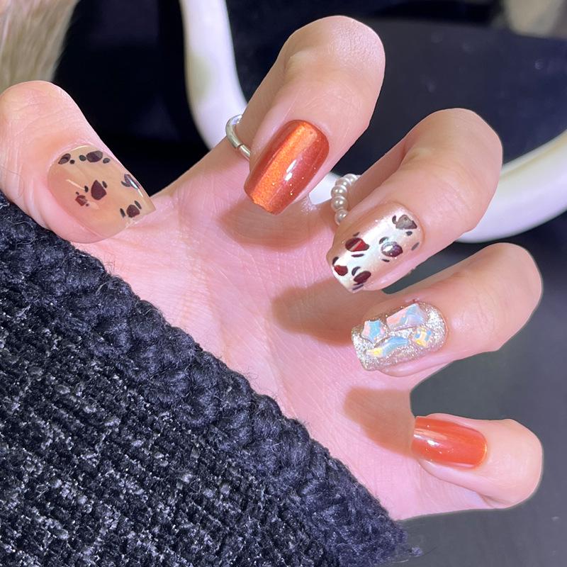 

Douyin Fashion Cat Eye Manicure: Autumn-Winter Handmade Wearable Nail Tips S Size Handcrafted Nails 10 pcs/bag