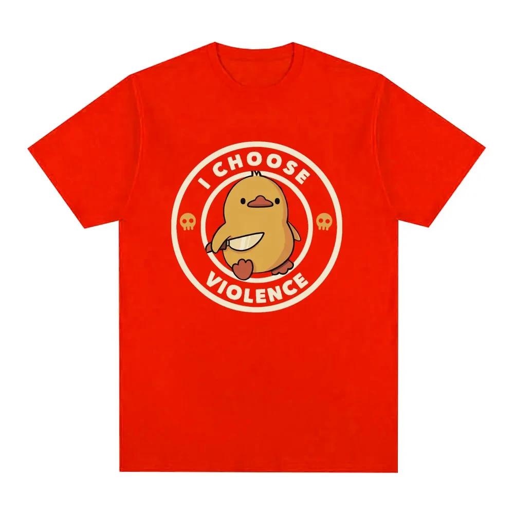 Choose Violence T Shirt Funny Duck Humor Slogan Short Sleeve T-shirts Men Women 100_ Cotton Loose Oversized T-shirt Streetwear