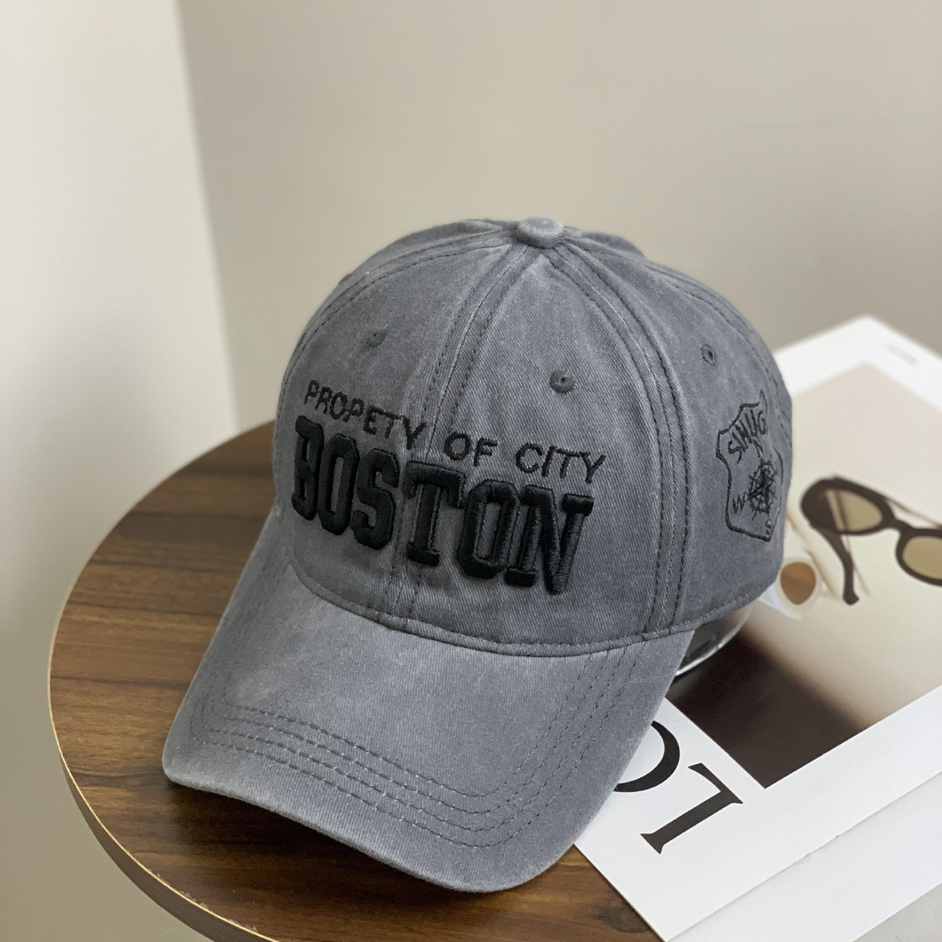 

Шляпа Мужская модная летняя кепка Женская модная брендовая ретро-бейсболка с вышитыми старыми буквами Повседневная шляпа от солнца M（56-58cm） серый