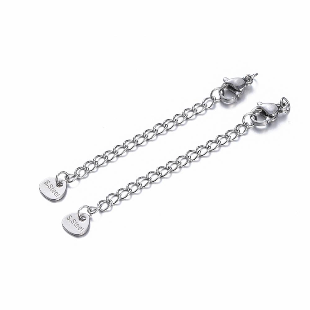 10pcs Stainless Steel Extension Extended Tail Chains Lobster Clasps Connectors DIY Jewelry Making Findings Bracelet Necklaces