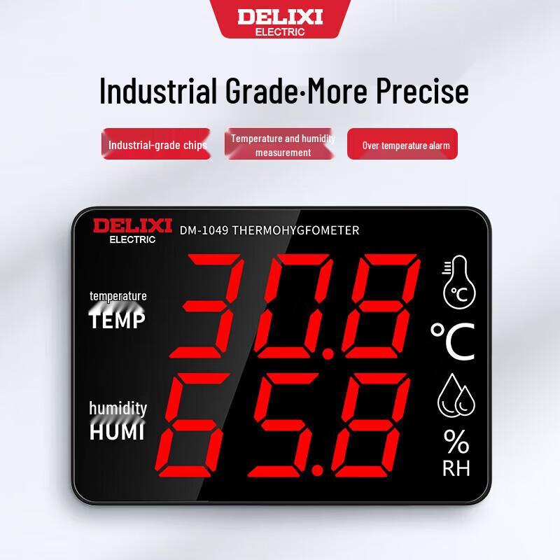 Delixi Large Screen Digital Thermohygrometer (CN version) Standard