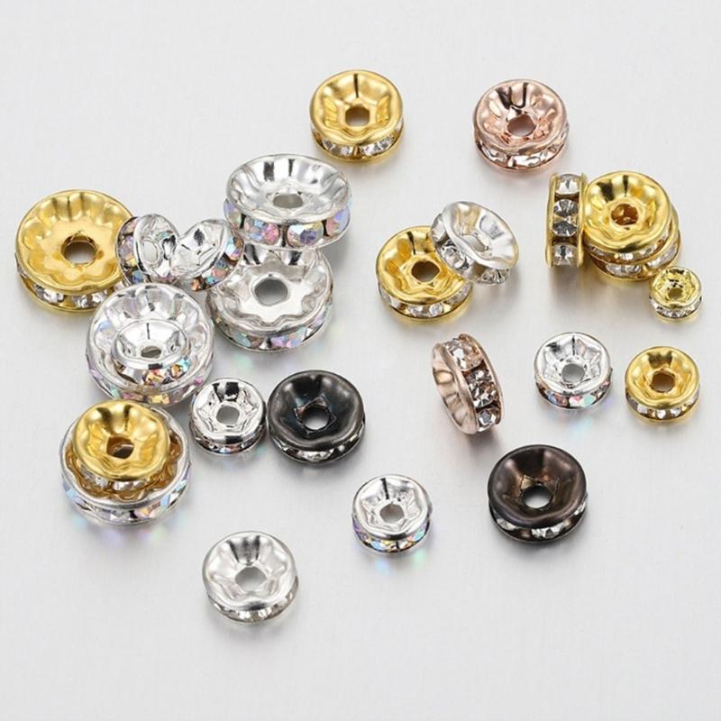 100Pieces Rhinestones Decorative Spacer Beads Fashion Jewelry Supplies Loose Bead Perfect for Jewelry Making and Projects