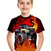 Summer Round Neck 3D Printed Motorcycle Rider Pattern Top Fashionable Casual Short Sleeved Children's Boy T-shirts