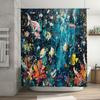 Brighten Up Your Bathroom with this Dynamic Blue Fish Print Shower Curtain Set
