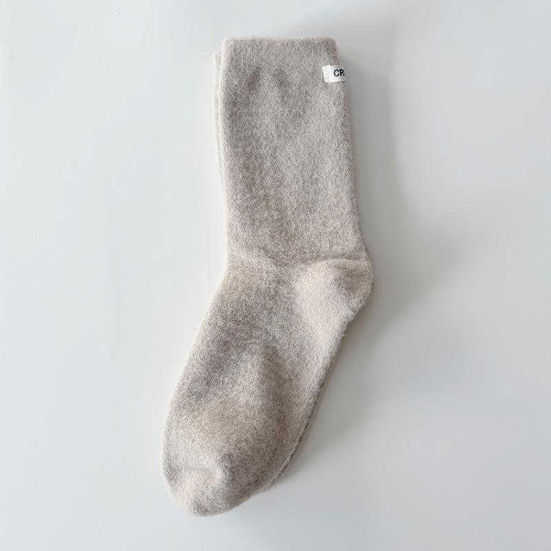 

Плюшевые носки, Женские носки до середины икры, Утолщенные и флисовые для осени и зимы, Теплая тканевая этикетка, Для сна, Отдыха, Послеродового ухода, Пушистые длинные носки 1 pair хаки