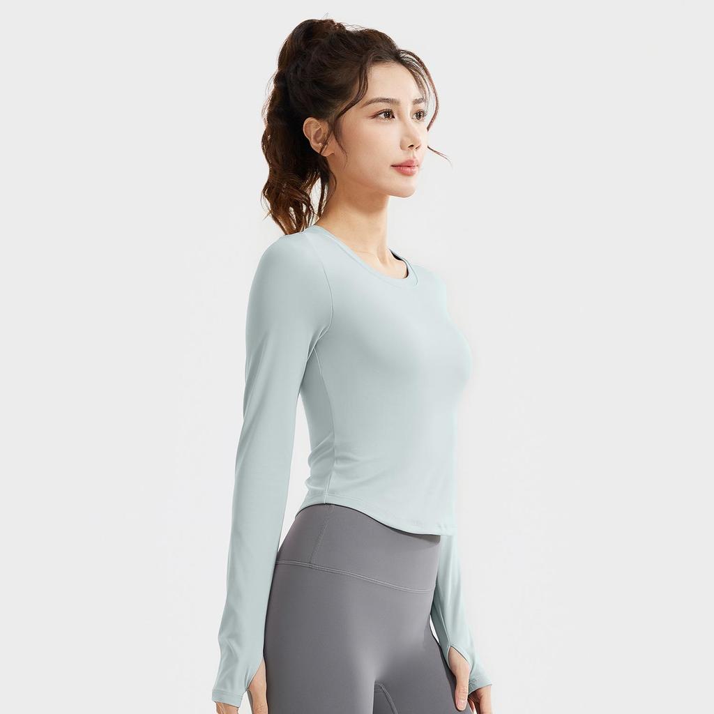 Juyi Hall Women's Long Sleeve Slim Fit Running & Yoga T-shirt with Built-in Bra