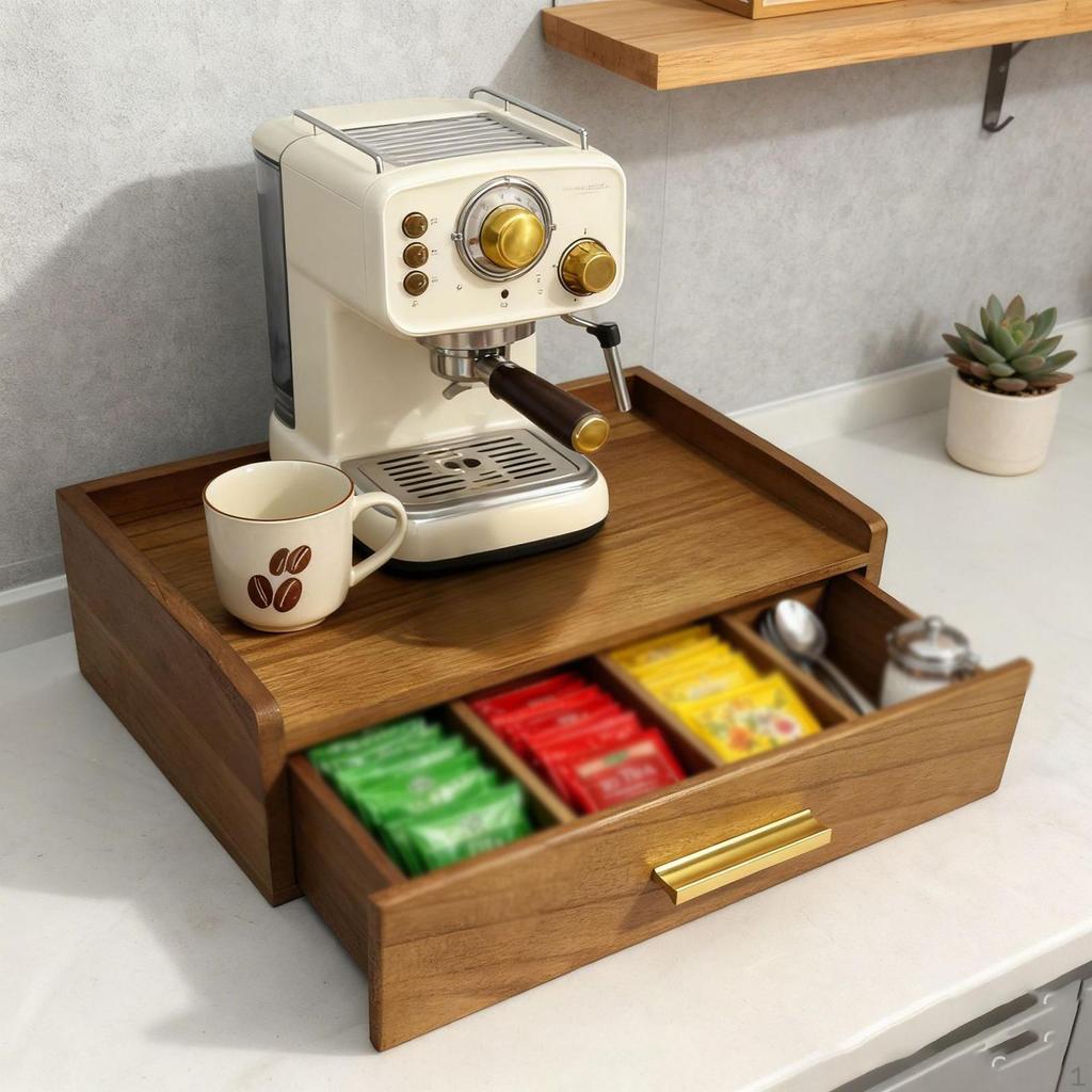 Box, Sugar Packet Holder, Station with Compartments, Tea Stand for Kitchen, Home, Desk