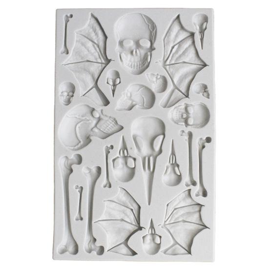Halloween Silicone Mold Quick Release Non-stick Food Grade Cupcake Cake Topper Decoration Bat Skull Bone Shape Chocolate Mold for Bakery