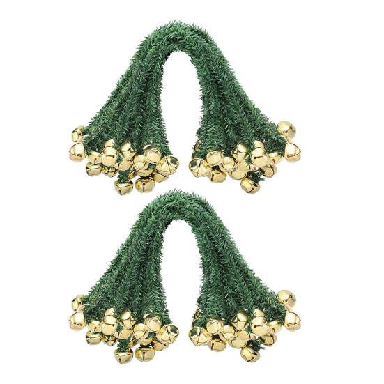 Christmas Garland Ties with Bells Decorative Rope Straps for Wreaths Railings Stairs Flexible Faux Pine Needle Twist Ties Xmas Holiday Decor