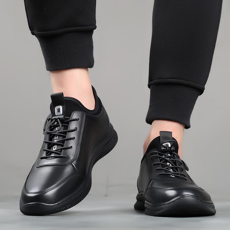 New Autumn Men's Shoes Versatile Trend Thick-soled Non-slip Casual Leather Shoes Men's Work Shoes