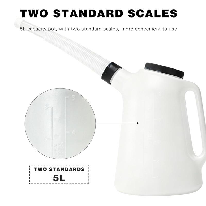 1-5L Plastic Oil Jug Graduated Fuel Injector Can Handheld Oil Dispenser for Car Motorcycle Garage