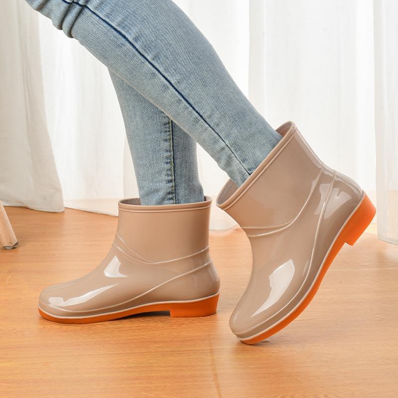 Rain boots women's low tube non-slip fashion kitchen women's rain shoes short tube fashion water shoes beef tendon sole adult water shoes