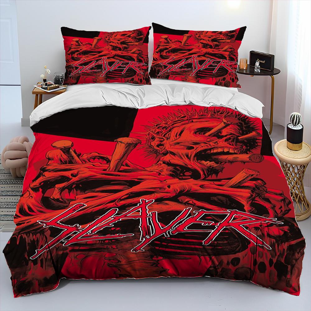 Comforter Slayer Heavy Metal Band Music Comforter Bedding Set Bed Set King Queen Size Bedding Set Kids
