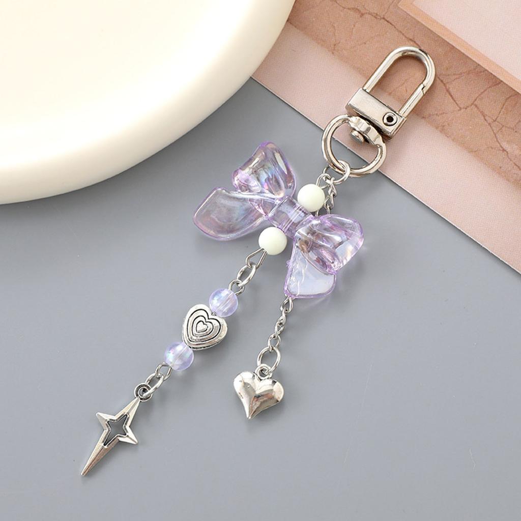 Car Keychain for Women Girls Cute Keychain Bag Charms Metal Heart Bowknot Keychain Accessories for Backpacks Wallets