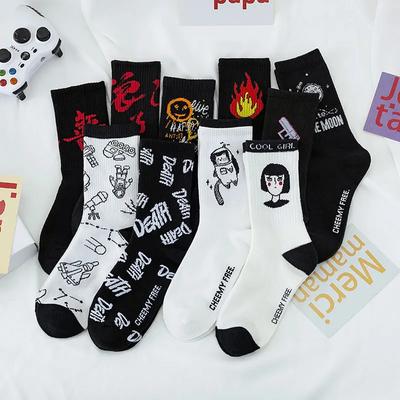 Long Tube Male Japanese College Style Harajuku Korean Sports Female Couple Mens Socks High Top Female Trendy Cotton Socks