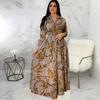Women's Spring Long Sleeve Dress Printed Muslim Clothing Dress