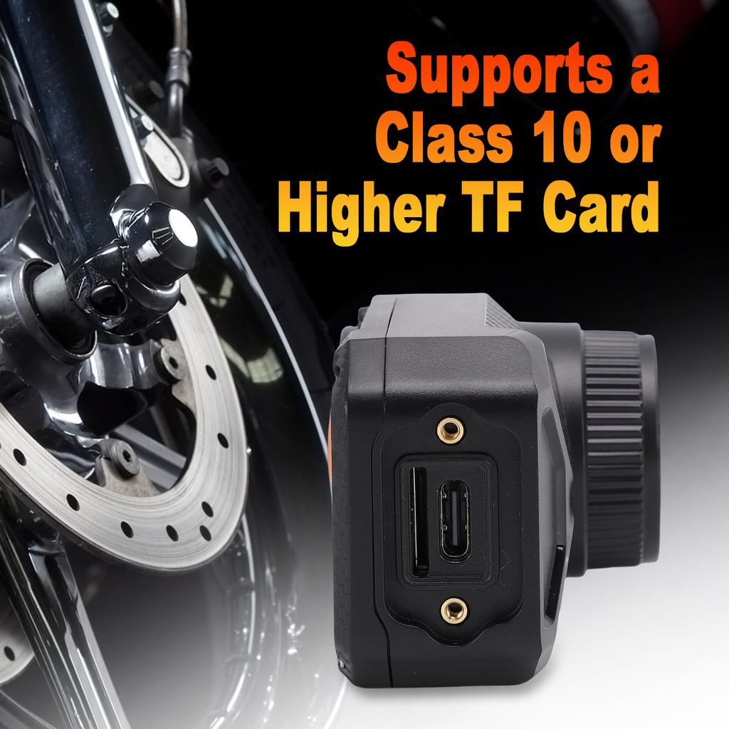 2K Motorcycle Dash Cam, 2.4G WiFi Riding Recorder with APP Control, Loop Recording, Plug and Play, TF Card Support