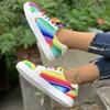 Rainbow Color Lace Up Sneakers Women Casual Non-Slip Platform Vulcanized Shoes Woman 2025 Autumn Flats Running Walking Shoes 43