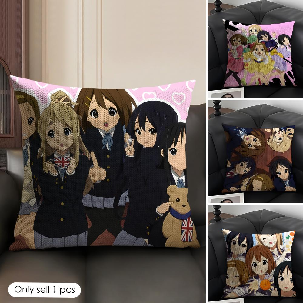 Anime KKON ON Cute Cushion Cover Natural Linen Organic Fabric DoubleSided Printing Sofa Home Decor Gift Pillow Case