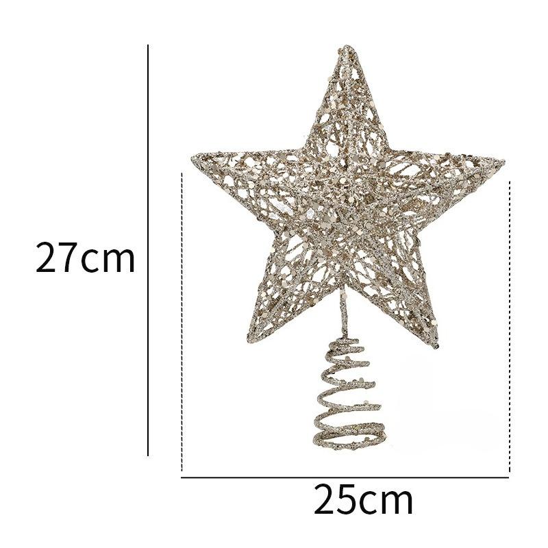 Five Pointed Star Iron Decoration, Tree Top Star Glitter, Vertical Five Pointed Star, Christmas Decoration Supplies