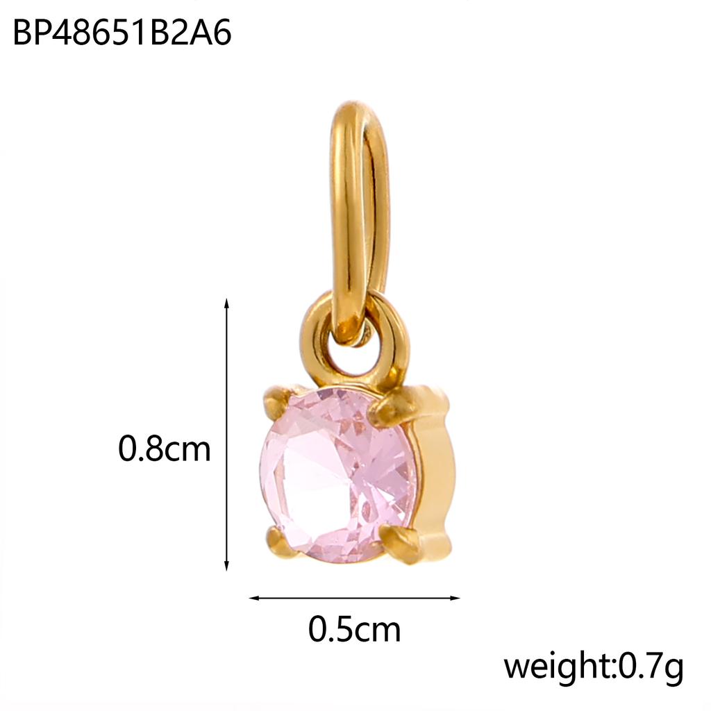 CARLIDANA Good Quality Long Lasting Color Retention Stainless Steel Gold-Plated Colorful Inlaid Transparent Zircon Pendant Charm