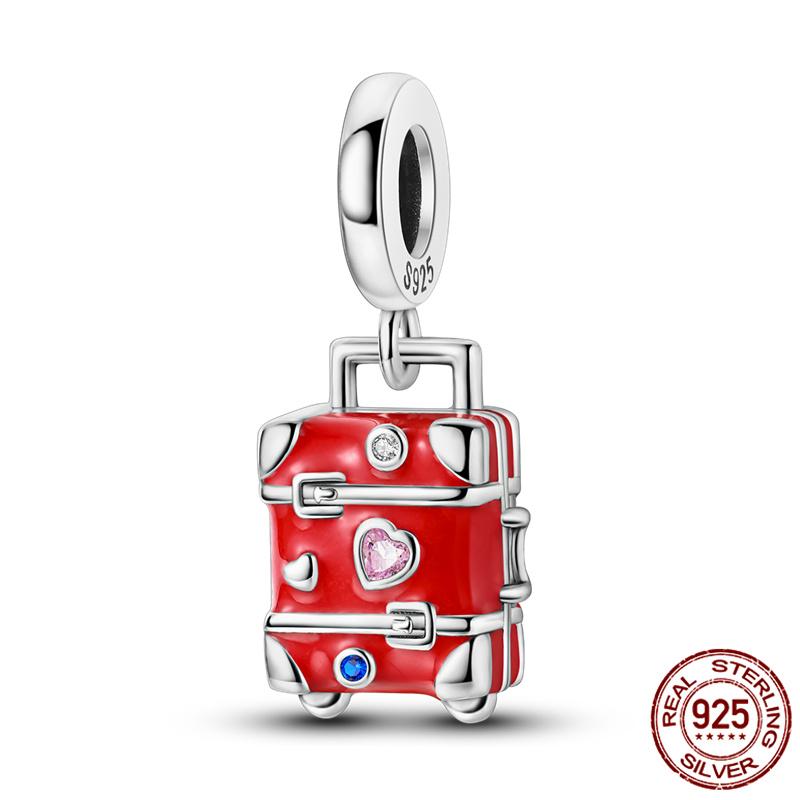 Luggage Airplane Passport Three-Piece Setcopper Charms Fitoriginal Bracelet Jewelry Making For Women Gift