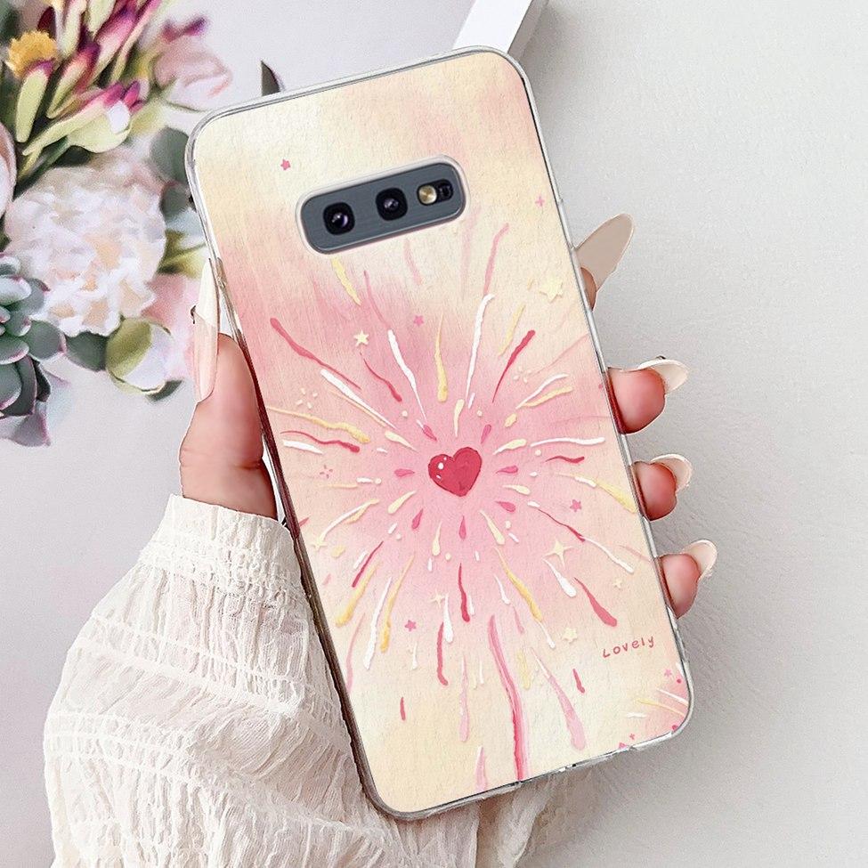 Clear For Samsung S10e Case Cover Luxury Butterfly Love Fashion Flowers Cool Funny Painted Soft Phone Case SM-G970F SM-G9700