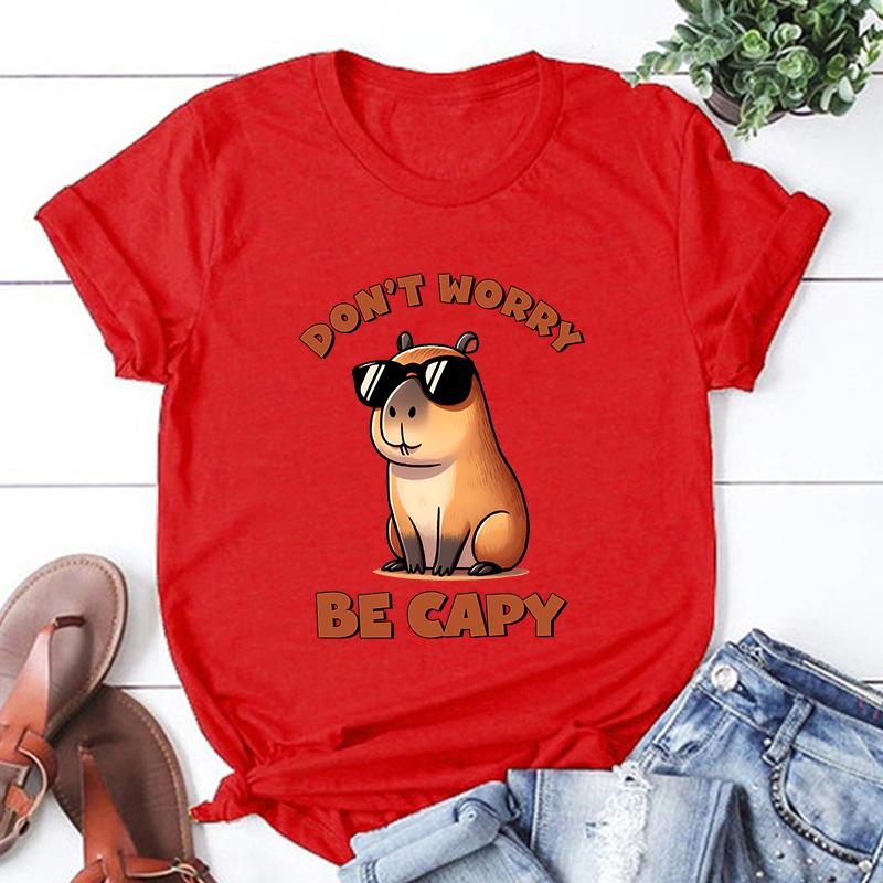 

Новая Забавная Капибара Не Беспокойся Будь Капи Буквы Печатные Унисекс Мужская И Женская Мода Короткий Рукав Повседневный Летний Топ Футболка S