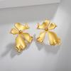 18K Gold French Stainless Steel Flower Stud Earrings - Elegant Autumn/Winter Fashion Accessories