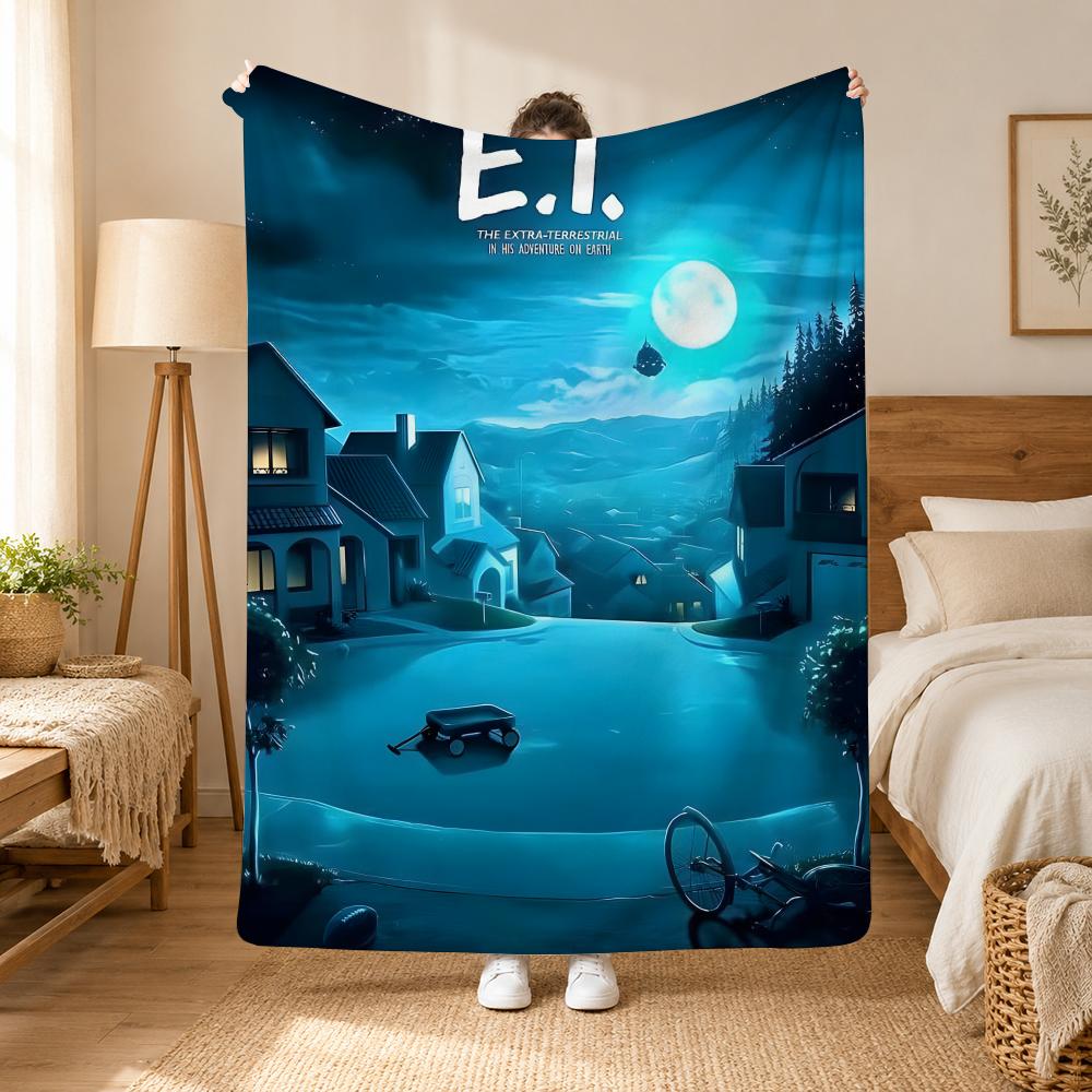 ET the Extra Terrestrial Movie Throw 240g flannel blanket, suitable for sofas, beds, offices, exquisite gift blankets 75cmx90cm