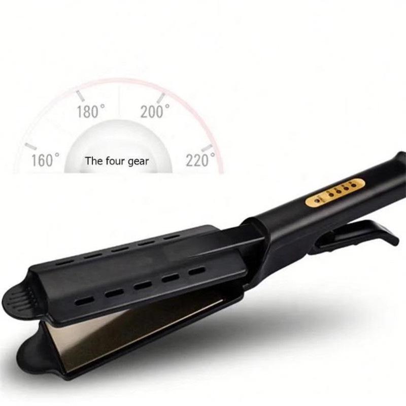 Steam Hair Straightener Flat Iron: Damage-Free, Four Temperature Settings, Ideal for Bangs and Styling