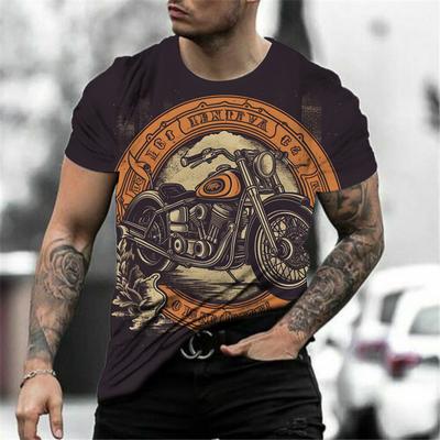 Vintage Motorka Trička s 3D tiskem s grafikou pro muže Topy Oversized klasické tričko s krátkým rukávem Běžné streetwear Pánské oblečení