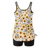 Tankini Swimsuits for Women Modest Two Piece Blouson Bathing Suit with Swim Shorts Floral Print Full Coverage Swimwear