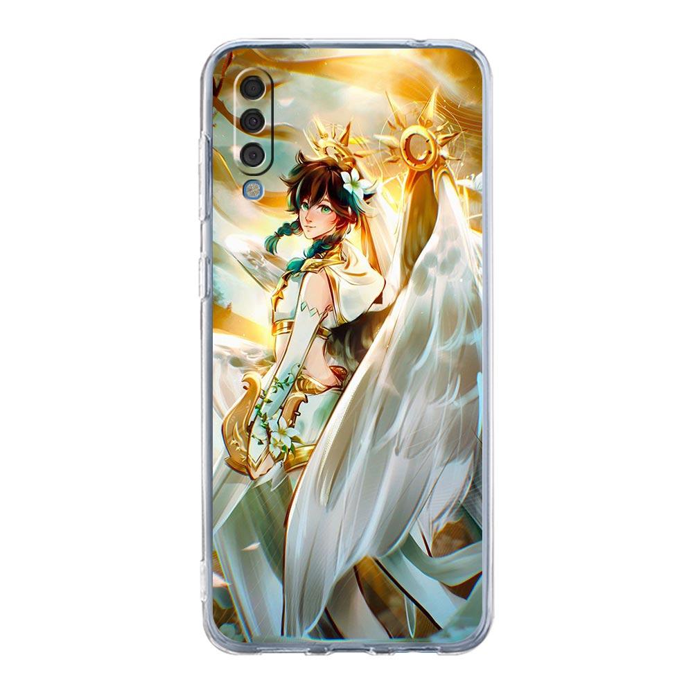 Pouzdro na telefon Genshin Impact s motivem anime pro Samsung Galaxy A52 A50 A70 A10 A30 A40 A20S A20E A02S A12 A22 A72 A32 5G A04s Průhledné