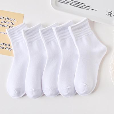 Children's Mid-Calf Pure Cotton Socks: Thick, White, Sports Style for Boys & Girls, Suitable for Spring, Autumn, and Winter - Medium To Large Sizes